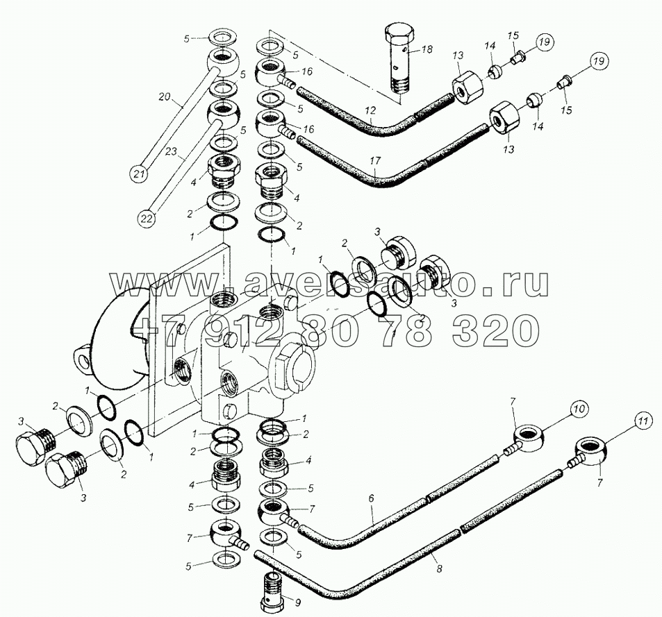 Присоединительная арматура к тормозному крану МАЗ-64226